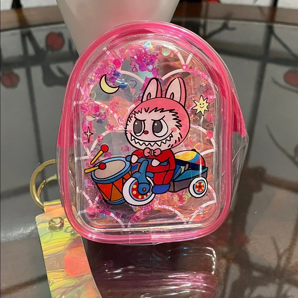 Pink Kids Mini Coin Purse wristlet with Bunny Drummer Design